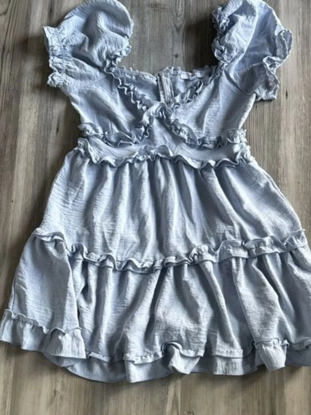 Blashe Blue Babydoll Flutter Ruffle Dress Size Small - Picture 4 of 8